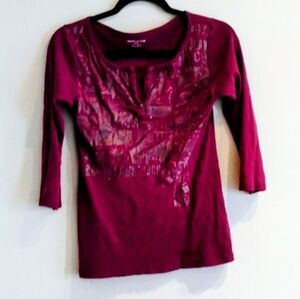 DKNY JEANS Size Small Burgundy Top